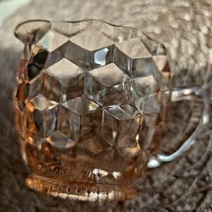 Pink Depression Glass VTG Creamer 3x2.5 Cube Pattern